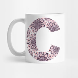 Dark Mandala Letter Capital C Grey Mug